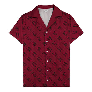 monochrome diamond grid custom logo repeat hawaiian shirt for men