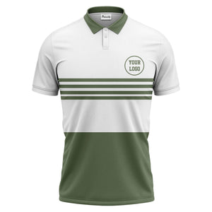 monochrome horizontal stripes & circular logo modern minimalist polo shirt for men