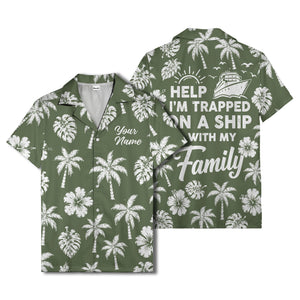 monochrome palm trees and hibiscus hawaiian shirt for men