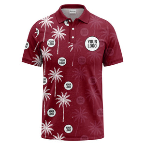 palm trees & custom logo circle repeat graphic polo shirt