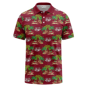 palm trees island scene repeat graphic polo shirt for men