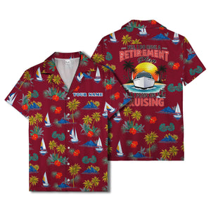 palm trees sailboats hibiscus island paradise hawaiian shirt