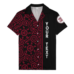 polynesian tribal swirls black white circular motifs hawaiian shirt for men