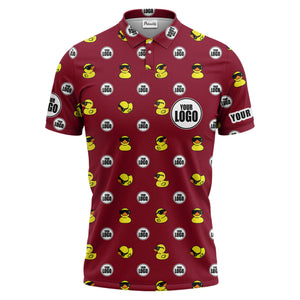 rubber duck repeat cartoon pattern custom logo black polo shirt for men