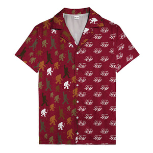 sasquatch golfers swinging clubs cartoon black hawaiian shirt for men