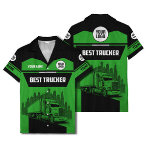 semi-truck cityscape hawaiian shirt for road-warrior professionals