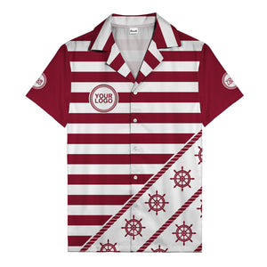 ship wheel and rope striped nautical maritime hawaiian shirt