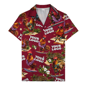 surfing roosters riding waves aloha hawaiian shirt with surfboards