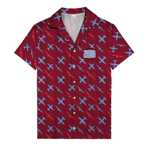vintage airplane repeat pattern hawaiian shirt for aviation fans