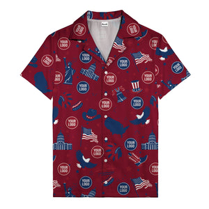 vintage cartoon statue of liberty & eagles patriotic hawaiian shirt