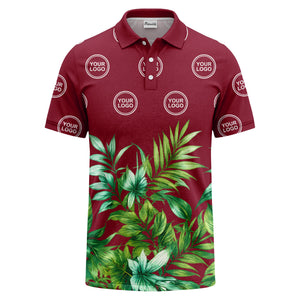 watercolor exotic ferns & logo circle polo shirt