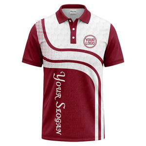 wave hexagon graphic golf polo shirt with custom logo