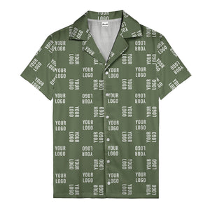 your logo repeat white on black modern graphic hawaiian shirt