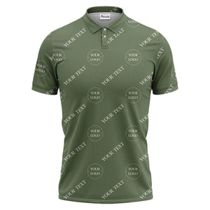 your name & logo repeat pattern black polo shirt for men