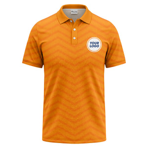 black chevron dot geometric pattern custom logo polo shirt for men