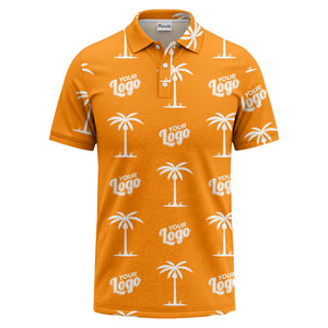 black gold palm trees & customizable logos graphic polo shirt