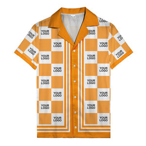 black white checkerboard barcode logo customizable hawaiian shirt