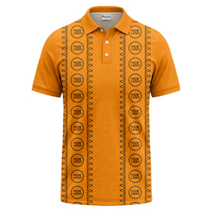 black white fish symbol repeat pattern golf polo shirt