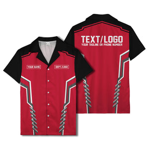 bowling team stripe name box hawaiian shirt for men