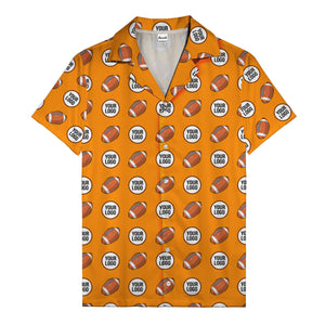 cartoon football field custom logo pattern black hawaiian shirt for men