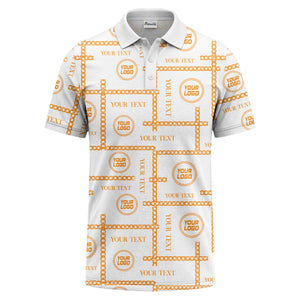 chain link grid custom logo monochrome polo shirt for men