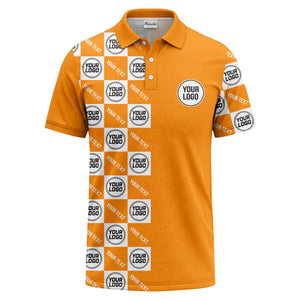 checkerboard repeat logo text black white customizable polo shirt