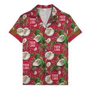 coconut palms & ice cubes on black beach photo hawaiian shirt for men