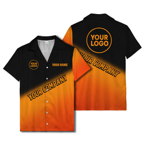 custom logo gradient black white corporate hawaiian shirt