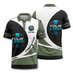custom logo hexagon diagonal stripes polo shirt for men
