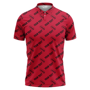 custom logo & monogram text repeat pattern black polo shirt for men