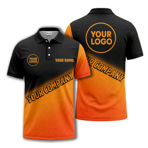 custom logo & name black white gradient corporate polo shirt