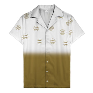 custom logo ombre gradient black white hawaiian shirt