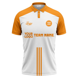 custom logo & team text white black sports jersey polo shirt for men