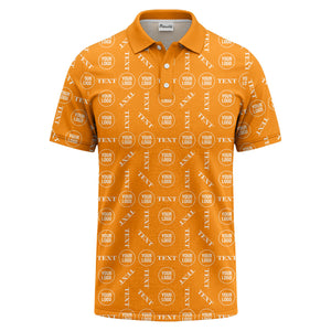 custom logo & text repeat all over print polo shirt
