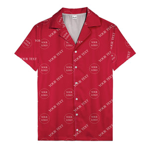 custom logo & text repeat black hawaiian shirt for personalized branding