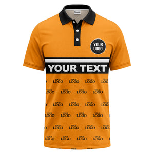 custom monogram logo repeat & text banner all over polo shirt