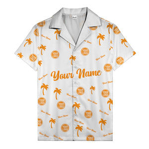 custom palm tree silhouette & name logo black white hawaiian shirt