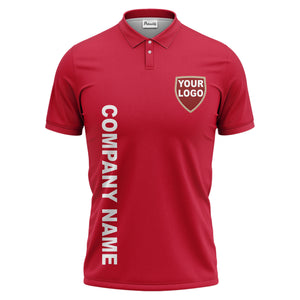 custom shield logo vertical text corporate branded polo shirt