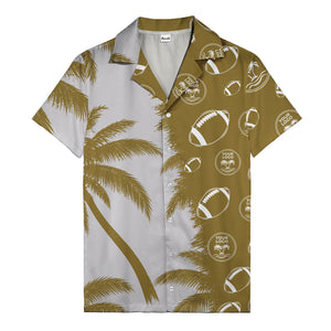 footballs & palm tree silhouettes black white graphic hawaiian shirt
