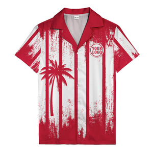 grunge monochrome palm tree silhouettes & stripe hawaiian shirt for men