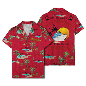 island paradise palm trees & sailboats sunset hawaiian shirt