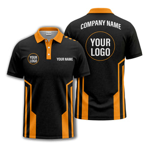 modern black white geometric stripes custom logo polo shirt