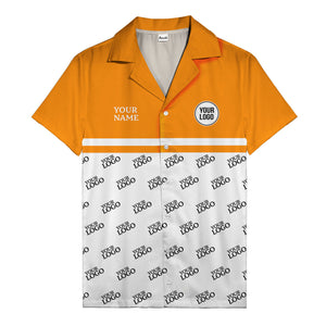 monochrome custom logo repeat hawaiian shirt for men