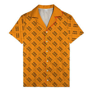 monochrome diamond grid custom logo repeat hawaiian shirt for men