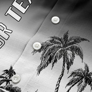 monochrome island scene palm trees & beach chair hawaiian shirt
