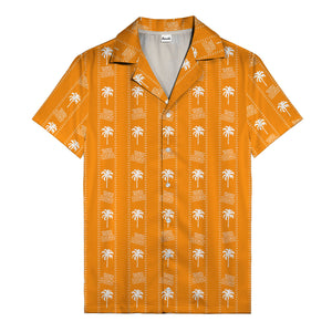 monochrome palm tree & signature logo stripe hawaiian shirt for men