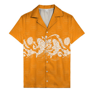 monochrome tribal turtle & sun motifs heritage hawaiian shirt
