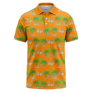 palm trees island scene repeat graphic polo shirt for men
