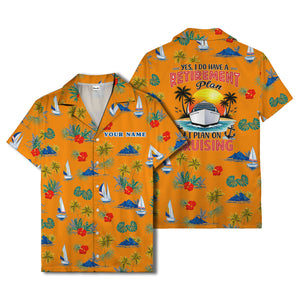 palm trees sailboats hibiscus island paradise hawaiian shirt