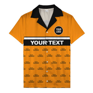 personalized logo & text striped hawaiian shirt for teams